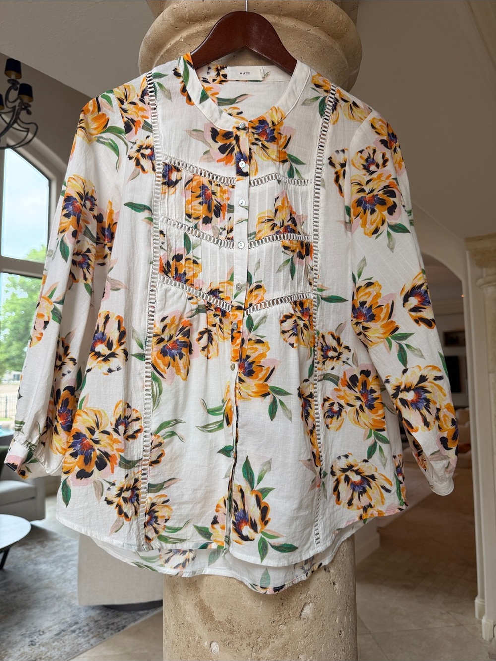 MAYE THE LABLE Paloma Shirt - Lilah Print  Size Medium NWOT